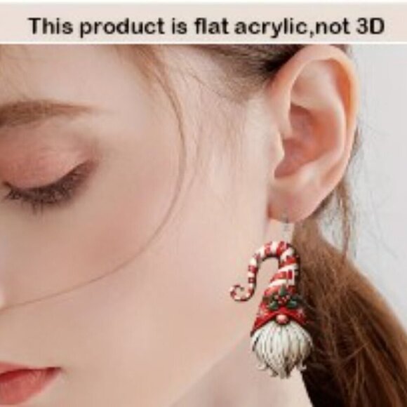 ♥️ 5 for $25 ♥️ Christmas Gnome Acrylic Earrings - Whimsical Holiday Accessory - Picture 3 of 6